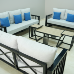 جلسات خارجية حديد صبغ حراري 9 اشخاص مع 3 حبه طاعولات