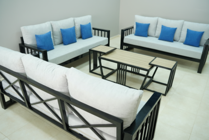 جلسات خارجية حديد صبغ حراري 9 اشخاص مع 3 حبه طاعولات